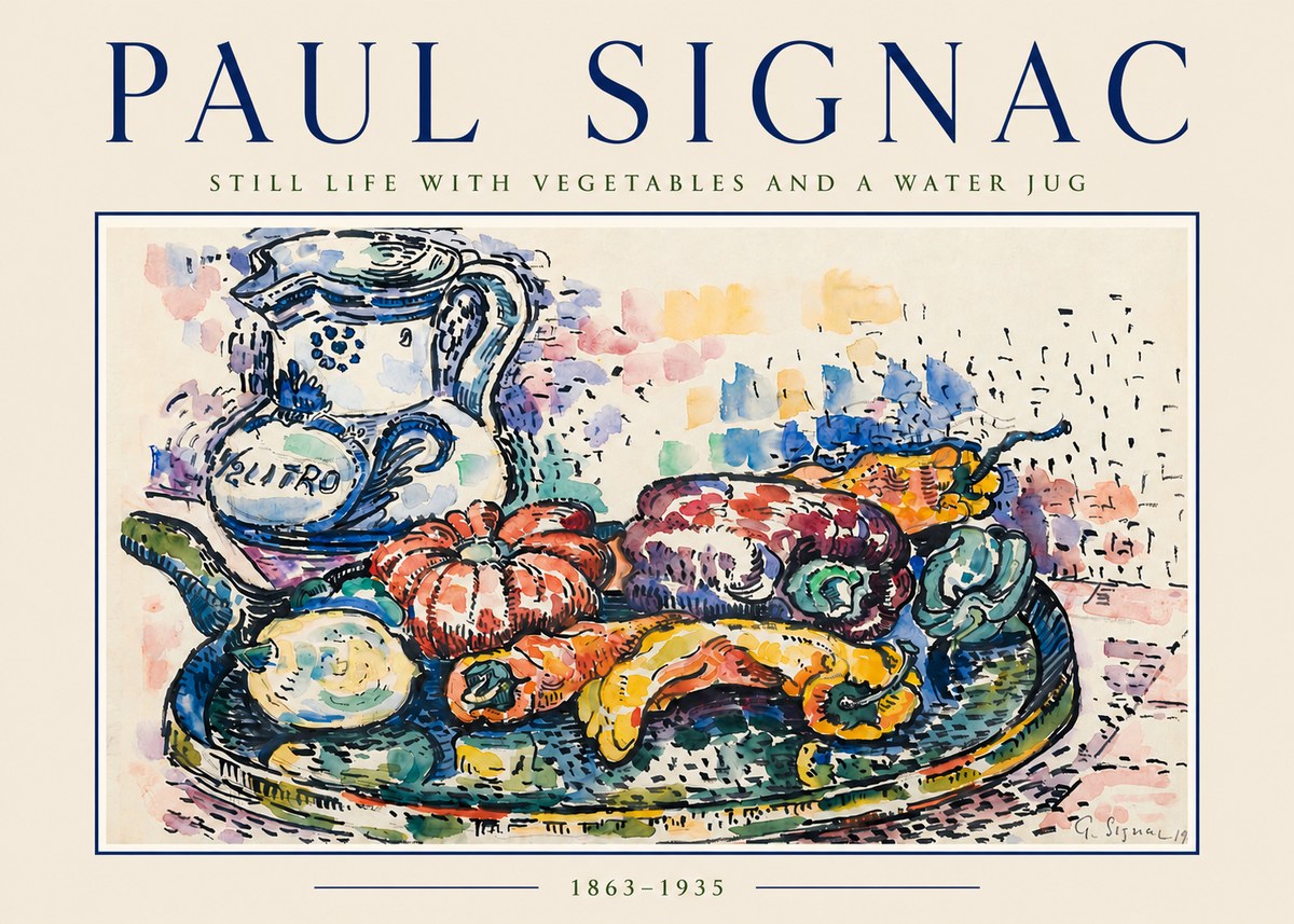 Signac Still Life with Vegetables and a Water Jug No3 - Póster