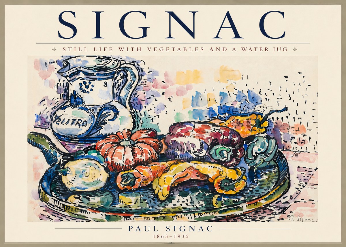 Signac Still Life with Vegetables and a Water Jug No4 - Póster