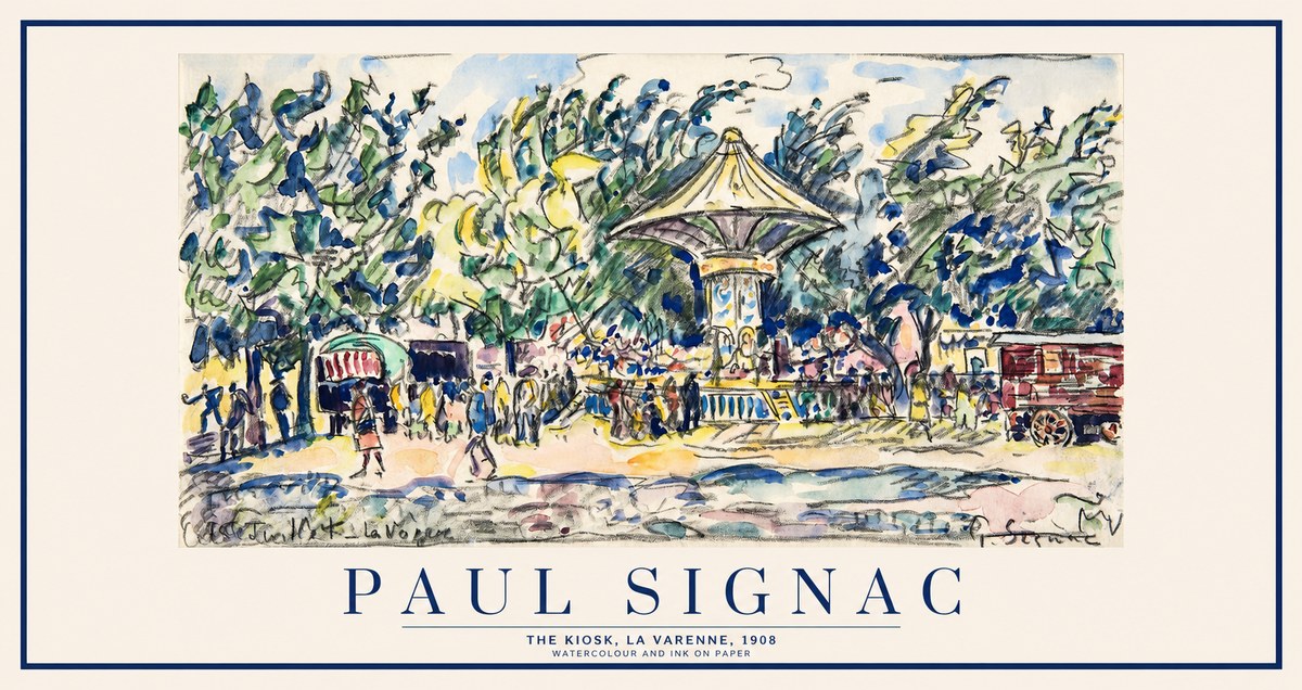 Signac The Kiosk, La Varenne, 1908 No1 - Póster