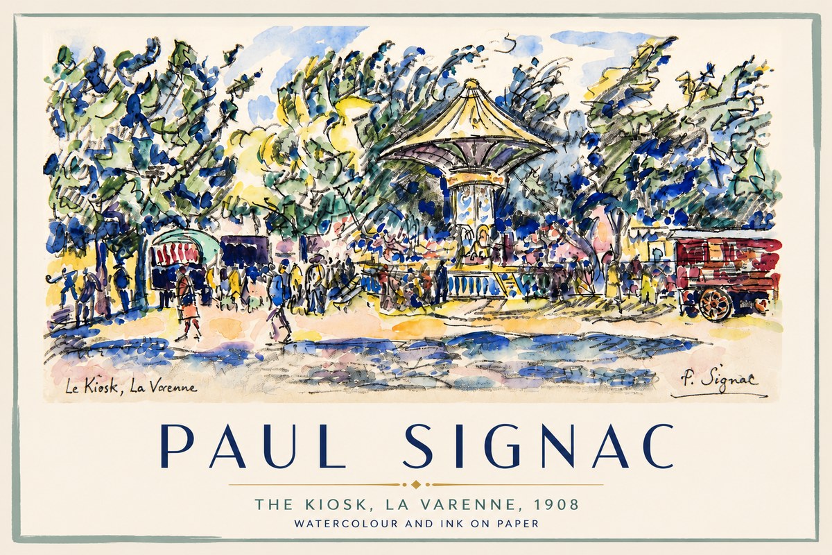 Signac The Kiosk, La Varenne, 1908 No4 - Póster