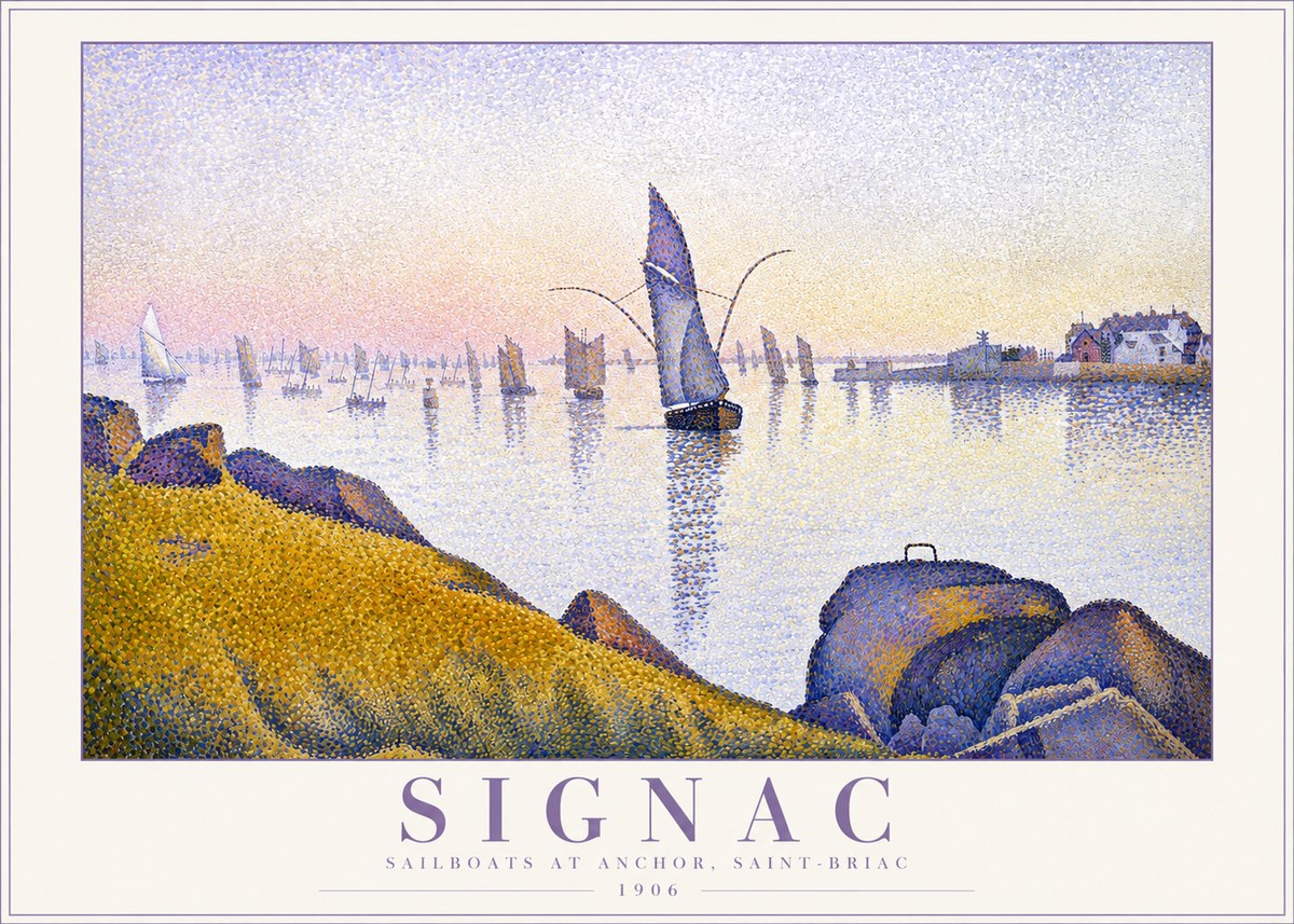 Signac Sailboats at Anchor, Saint-briac No2 - Póster