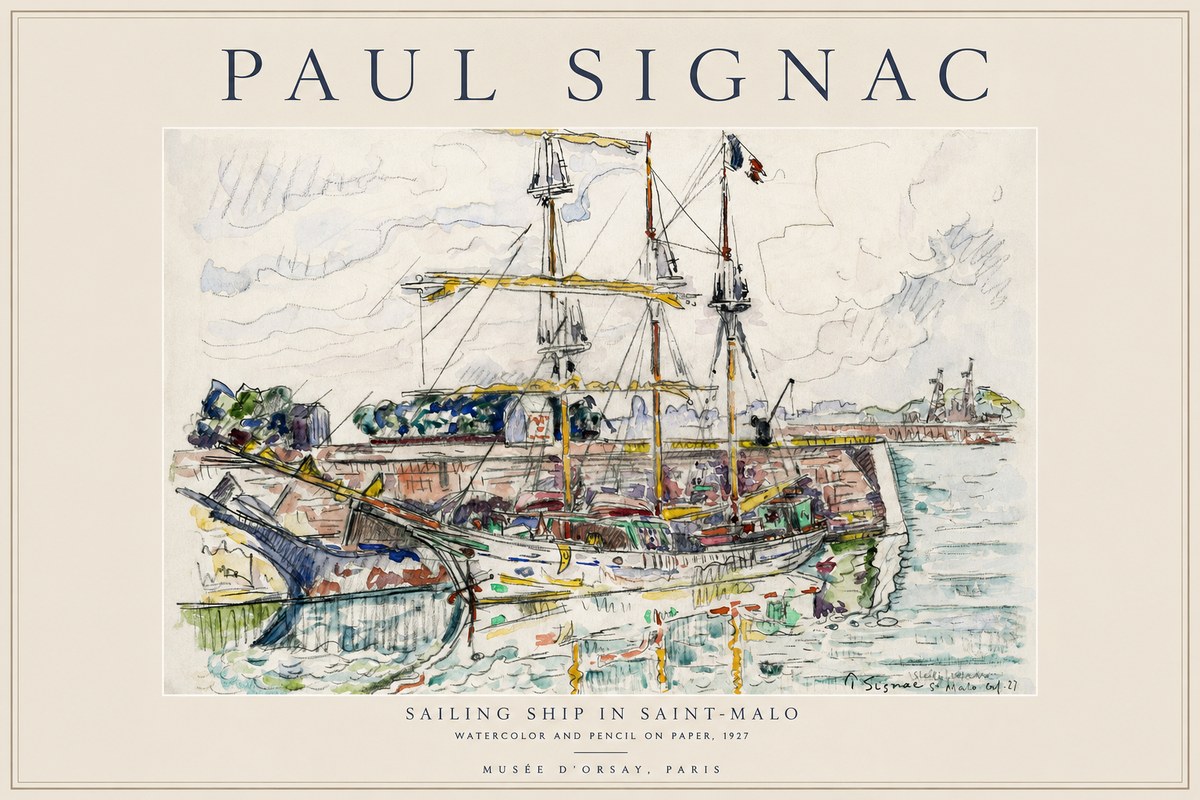 Signac Sailing Ship in Saint-malo No1 - Póster