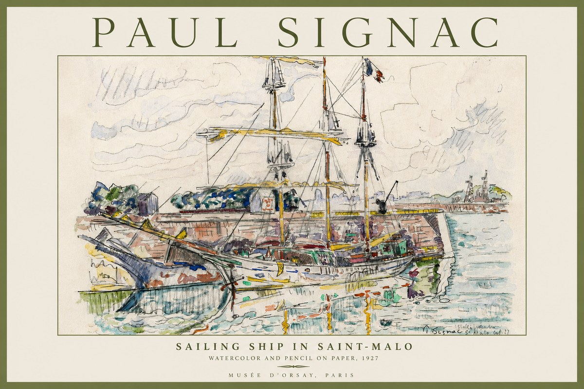 Signac Sailing Ship in Saint-malo No4 - Póster