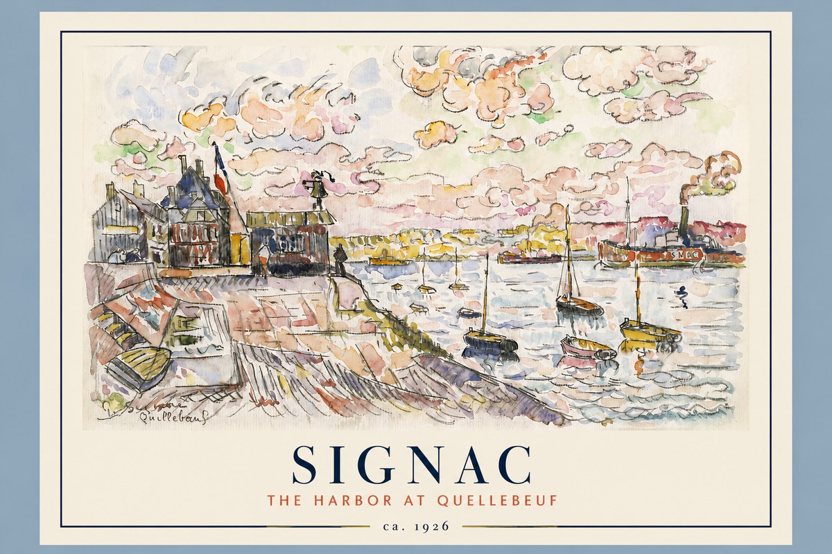Signac The Harbor at Quellebeuf No2 - Póster