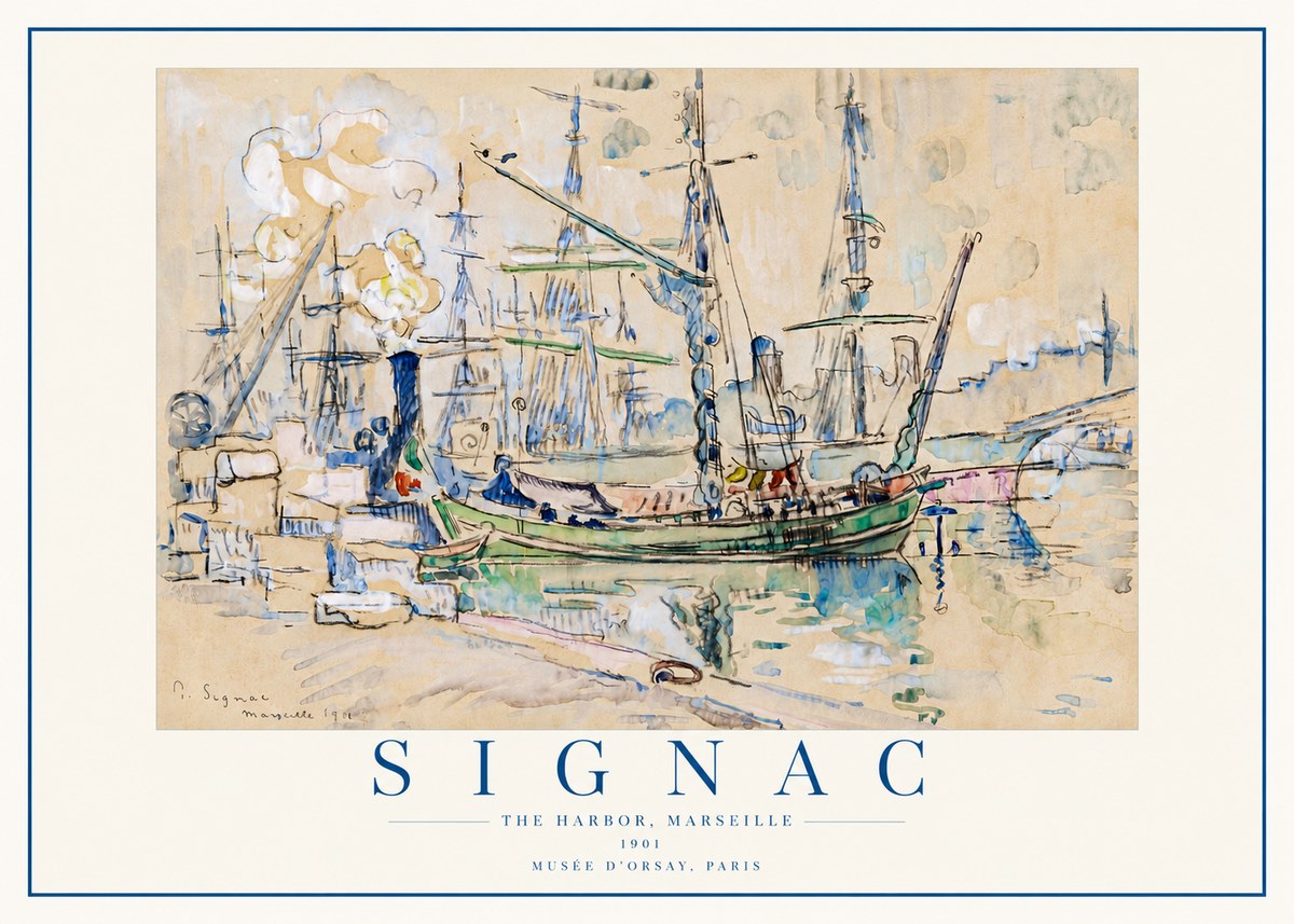Signac The Harbor, Marseille No4 - Póster