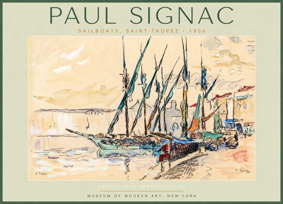 Signac Sailboats, Saint-tropez No4 - Póster