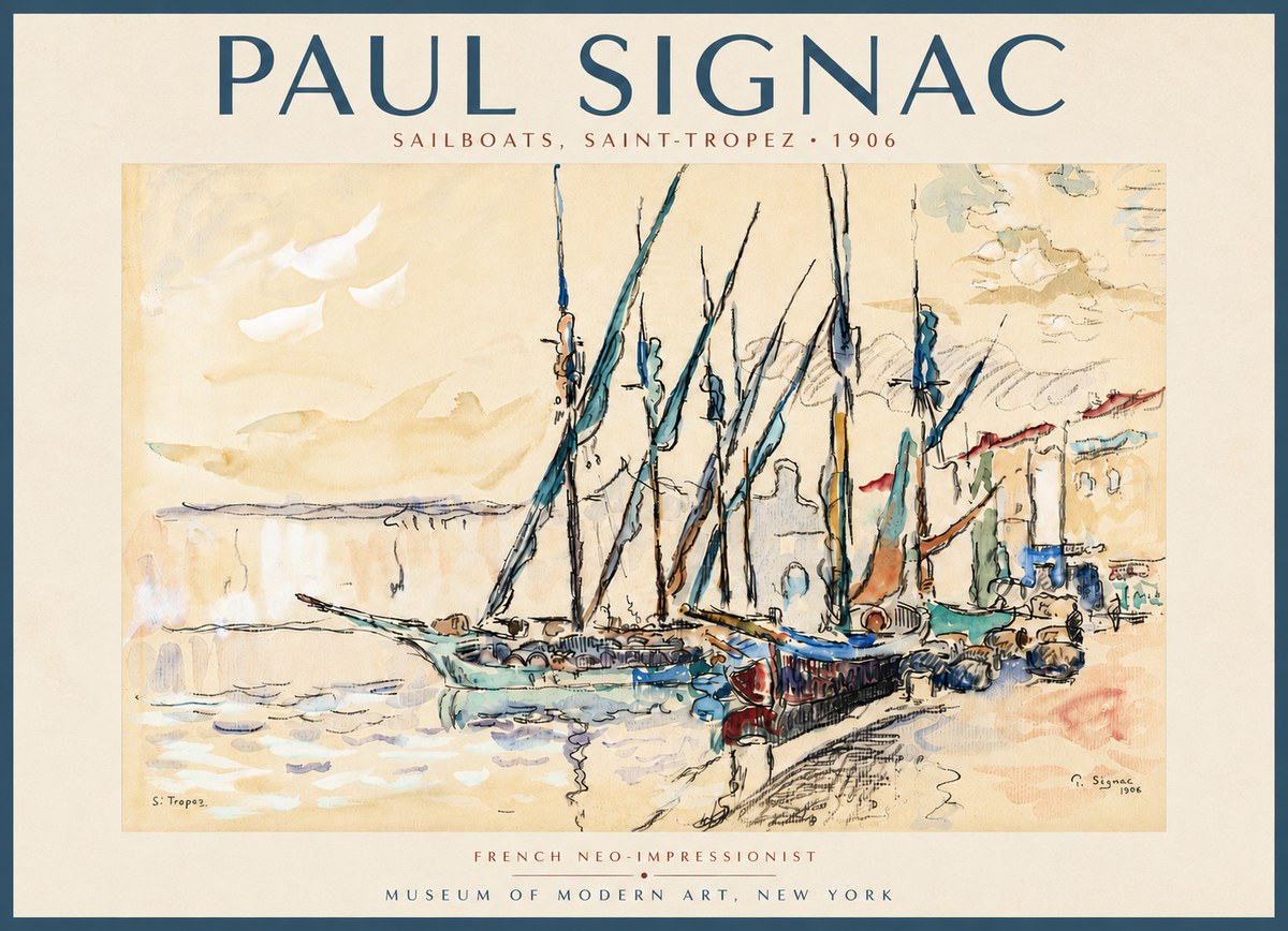 Signac Sailboats, Saint-tropez No5 - Póster