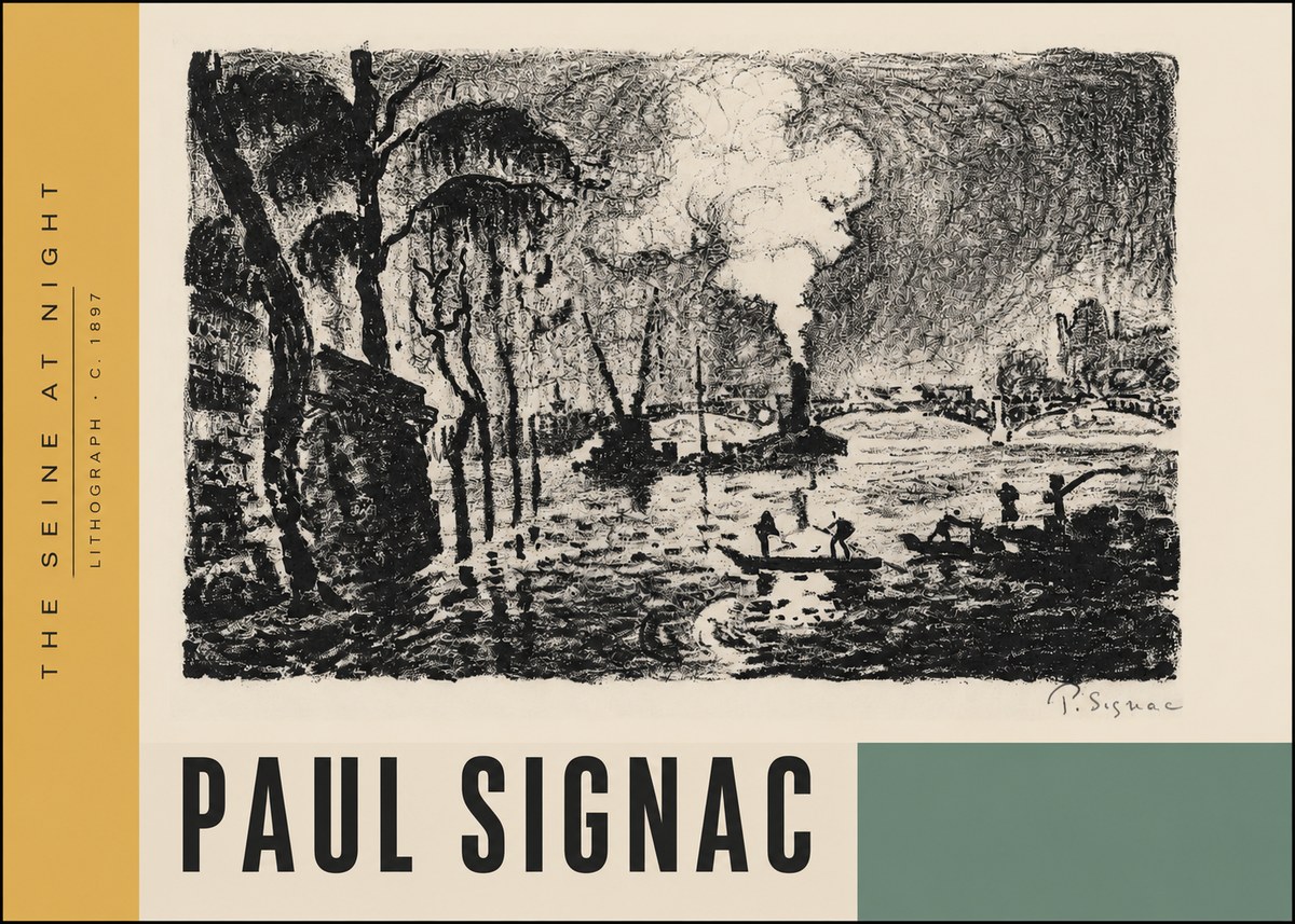 Signac The Seine at Night No4 - Póster