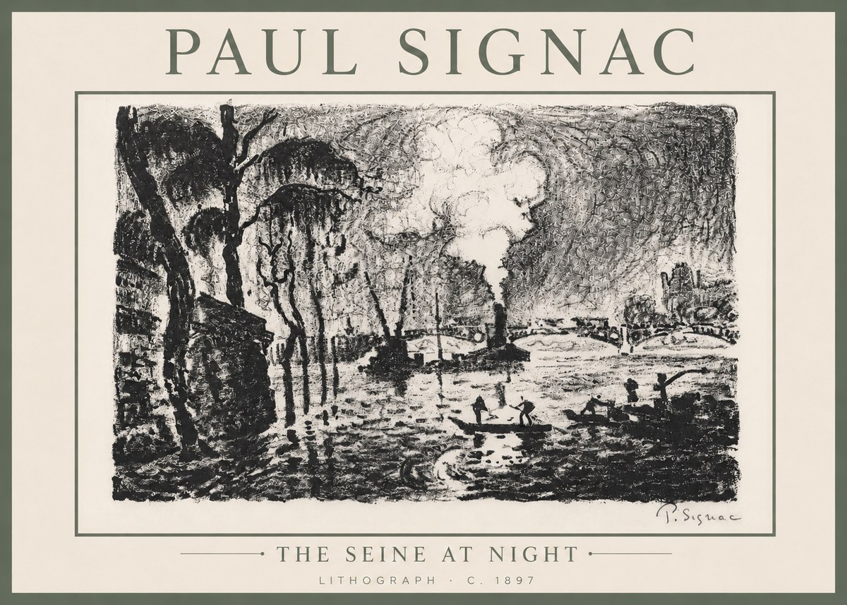 Signac The Seine at Night No6 - Póster