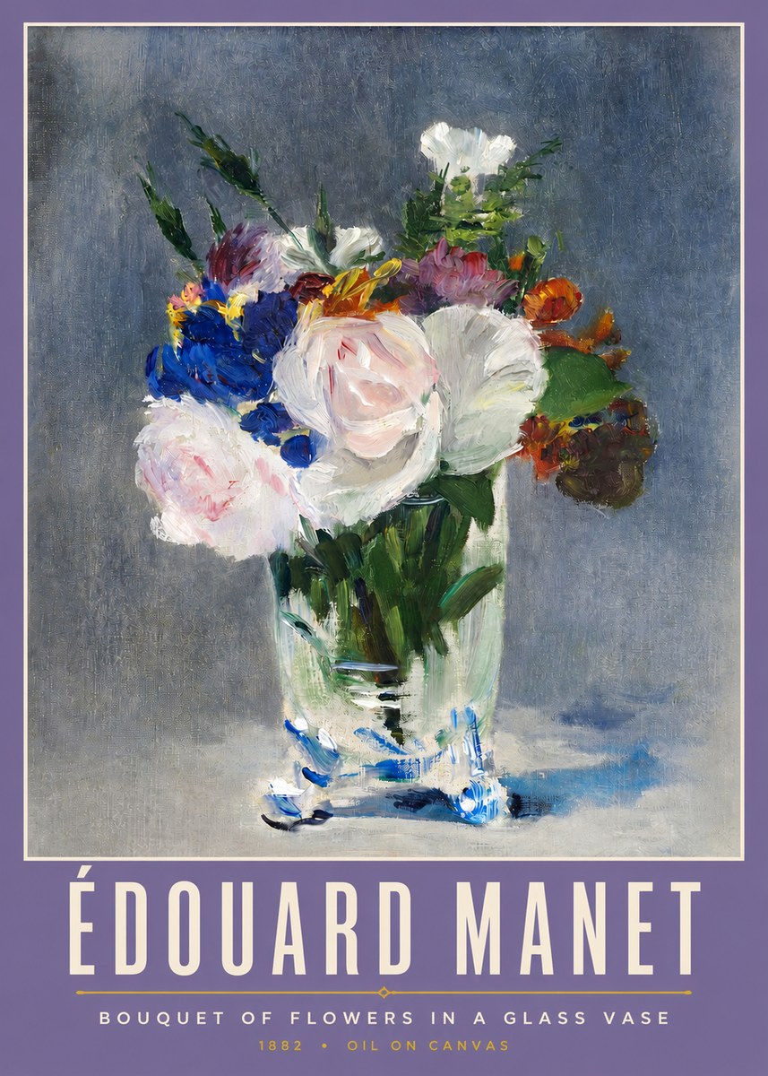 Édouard Manet Bouquet of Flowers in a Glass Vase No2 - Póster
