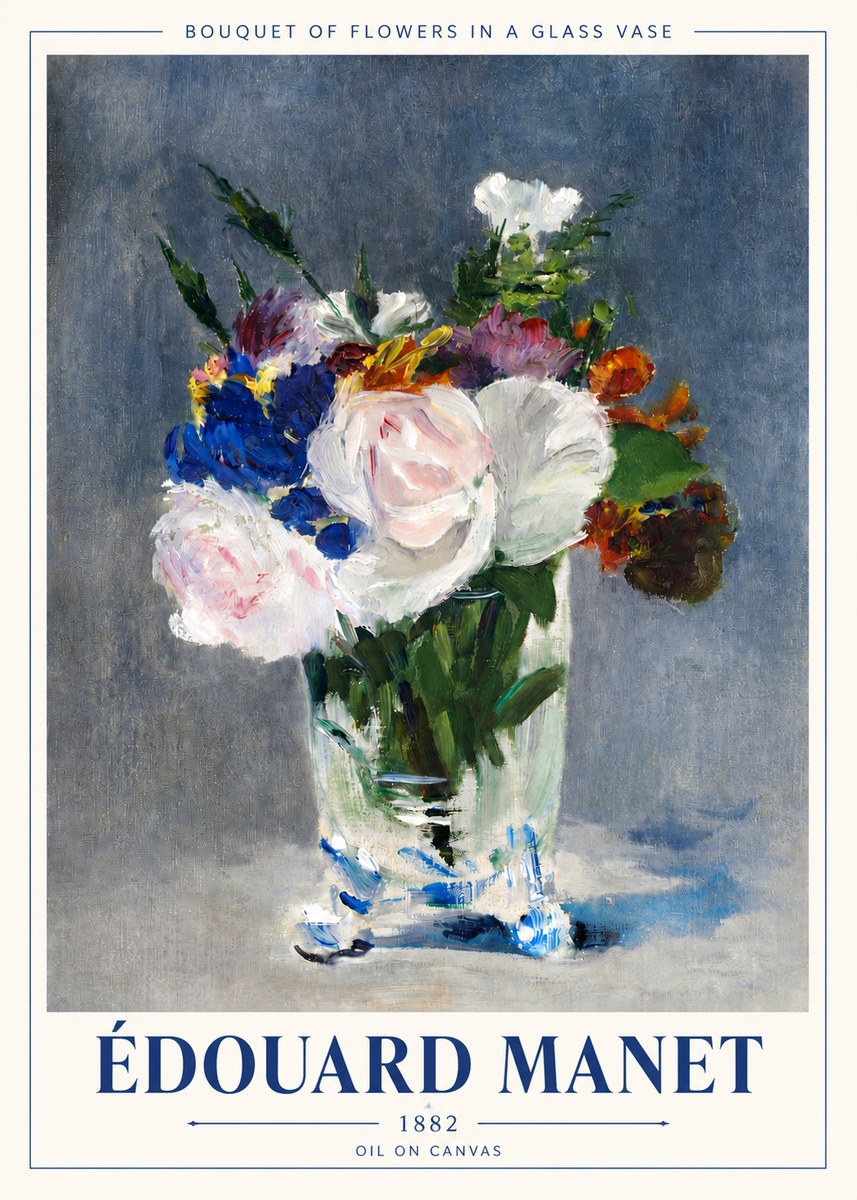 Édouard Manet Bouquet of Flowers in a Glass Vase No4 - Póster