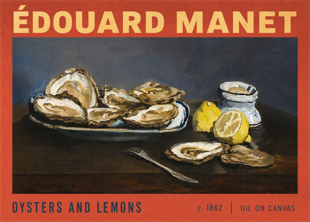 Édouard Manet Oysters and Lemons No6 - Póster