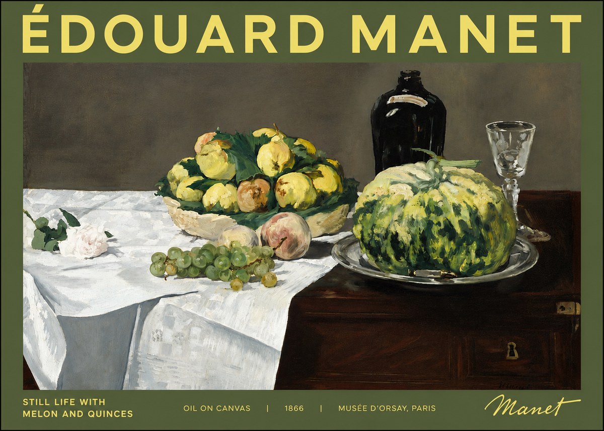 Édouard Manet Still Life with Melon and Quinces No4 - Póster