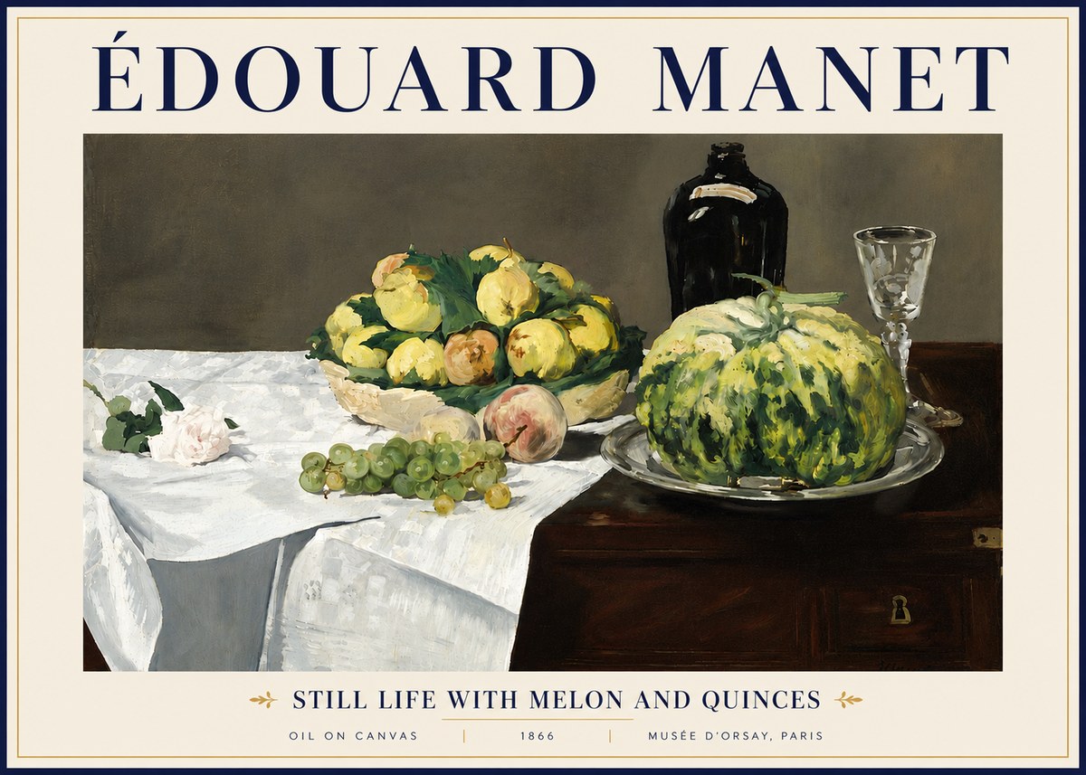 Édouard Manet Still Life with Melon and Quinces No5 - Póster
