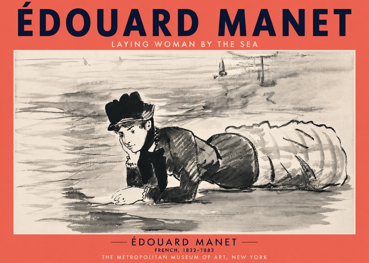 Édouard Manet Laying Woman by the Sea No2 - Póster