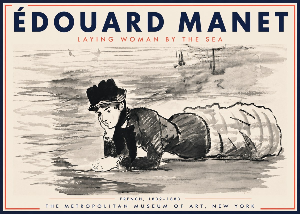Édouard Manet Laying Woman by the Sea No3 - Póster