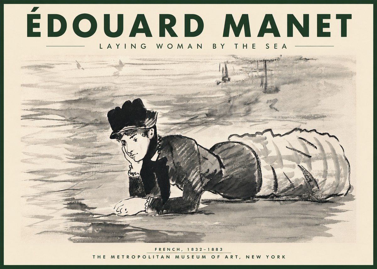 Édouard Manet Laying Woman by the Sea No4 - Póster
