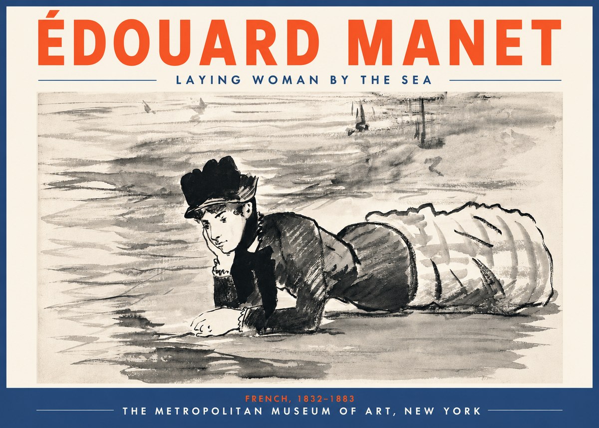 Édouard Manet Laying Woman by the Sea No5 - Póster