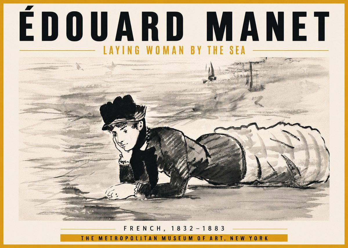 Édouard Manet Laying Woman by the Sea No6 - Póster