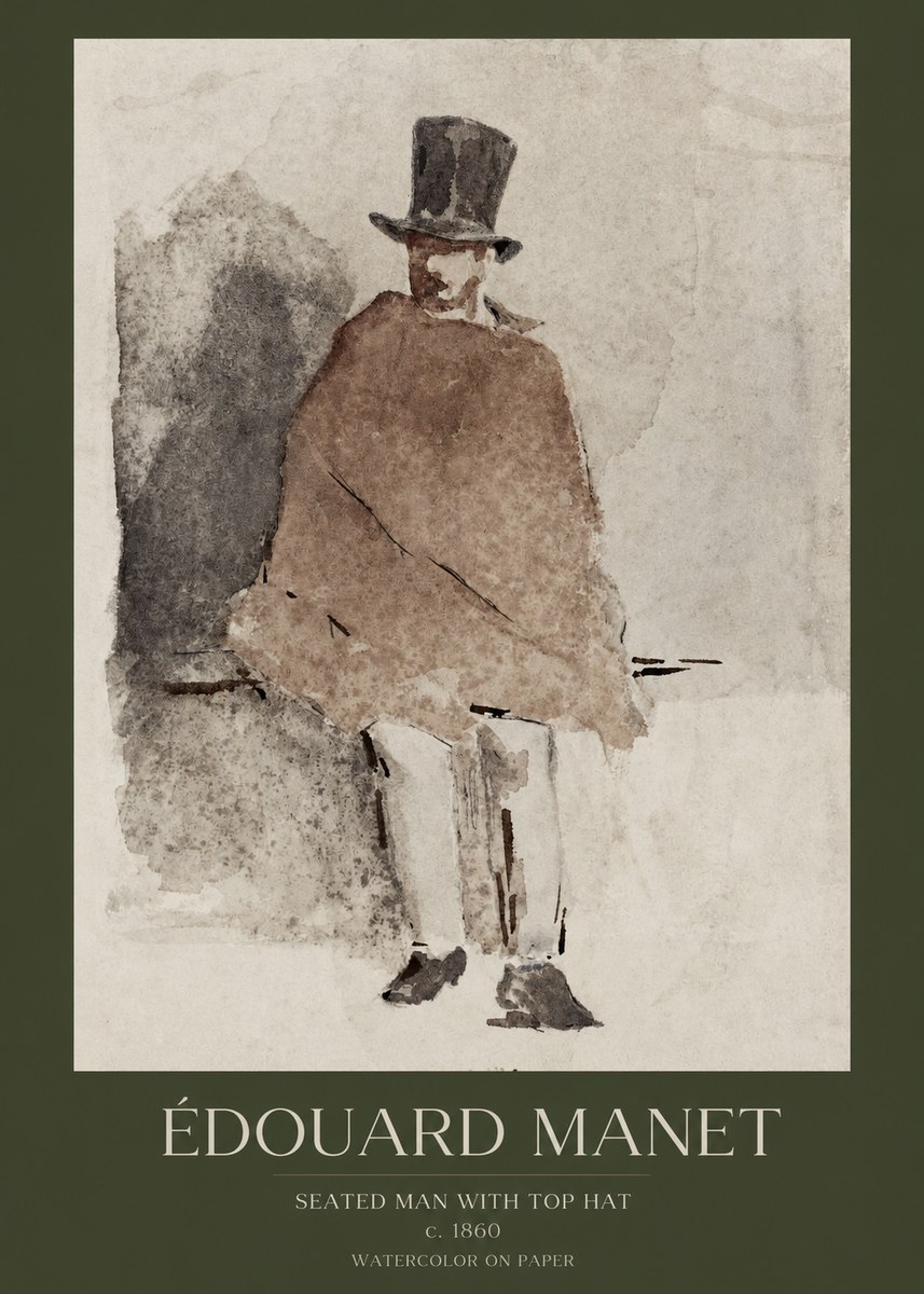 Édouard Manet Seated Man with Top Hat No1 - Póster