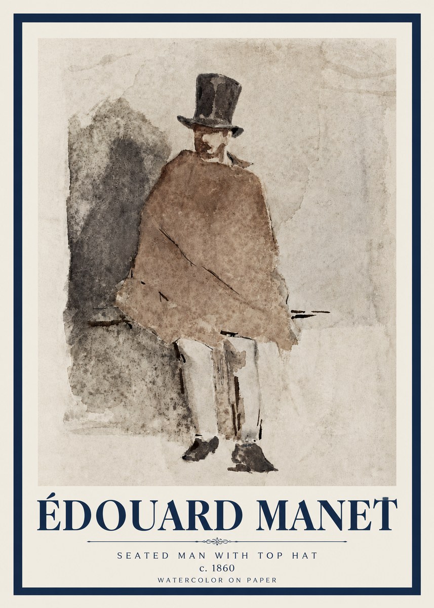 Édouard Manet Seated Man with Top Hat No3 - Póster