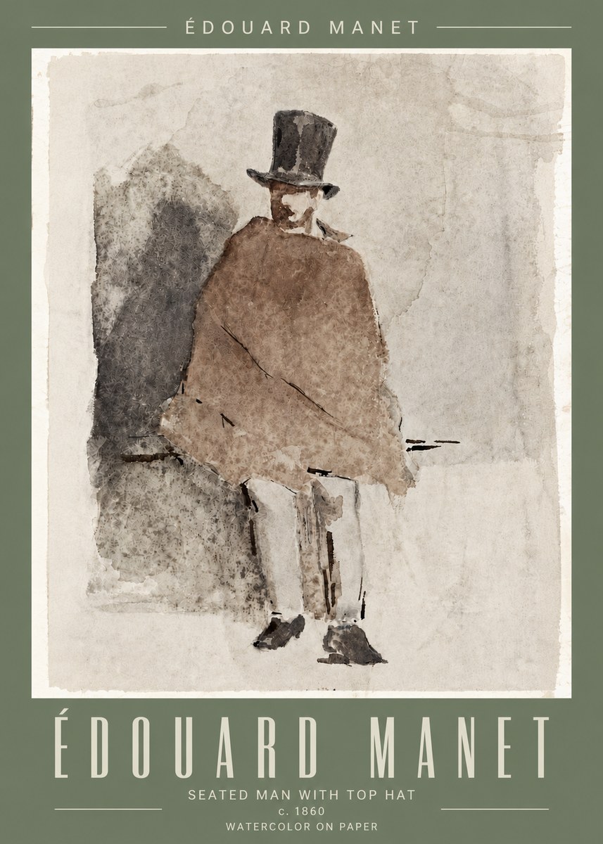 Édouard Manet Seated Man with Top Hat No4 - Póster