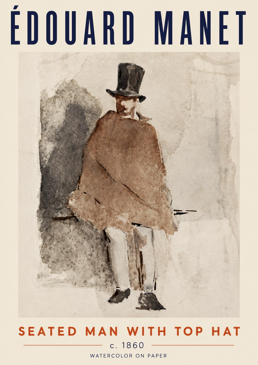 Édouard Manet Seated Man with Top Hat No5 - Póster