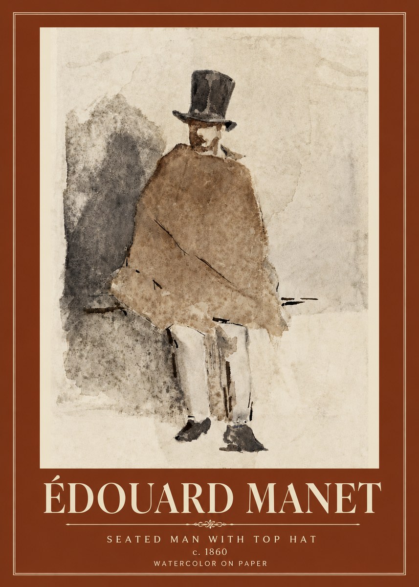Édouard Manet Seated Man with Top Hat No6 - Póster