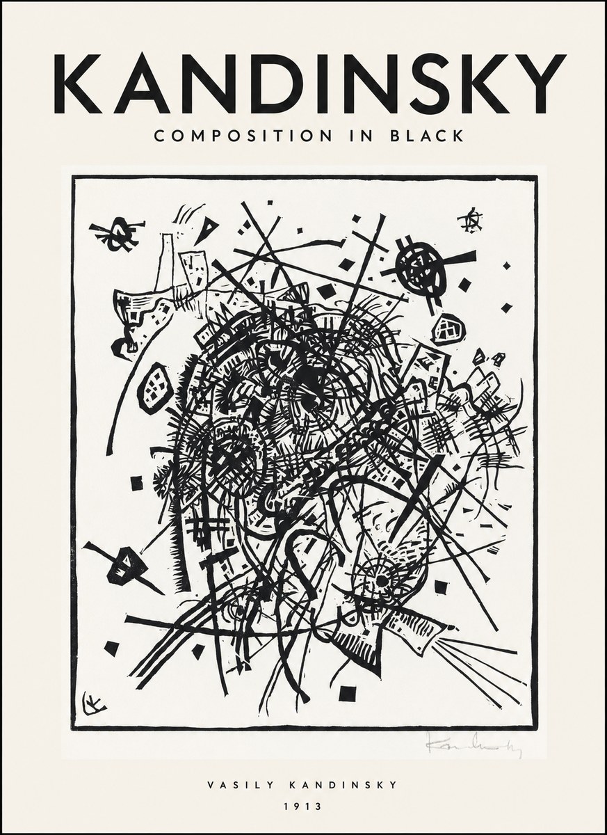 Kandinsky Composition in Black No1 - Póster