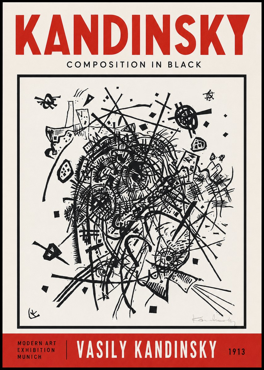 Kandinsky Composition in Black No2 - Póster