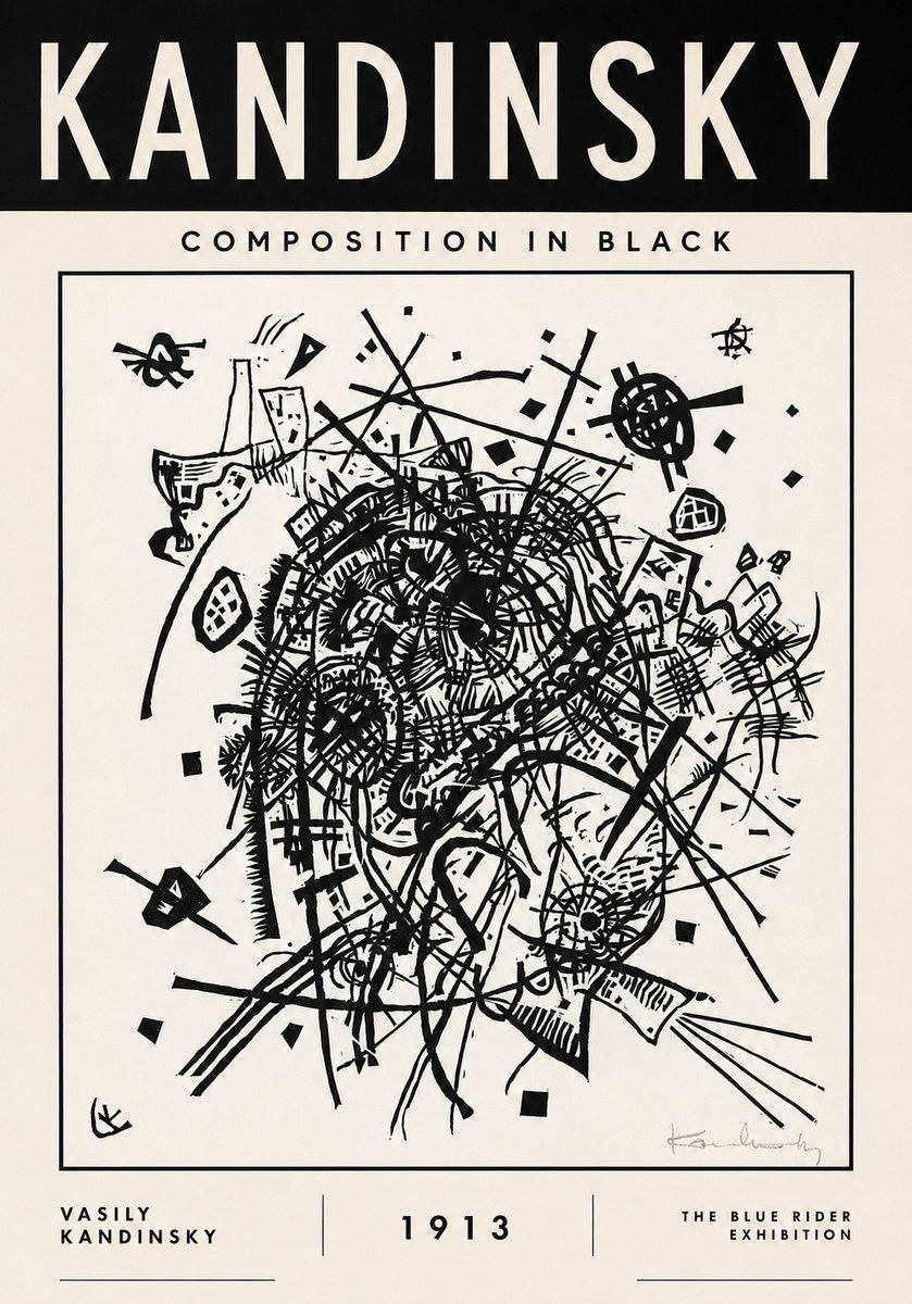 Kandinsky Composition in Black No3 - Póster