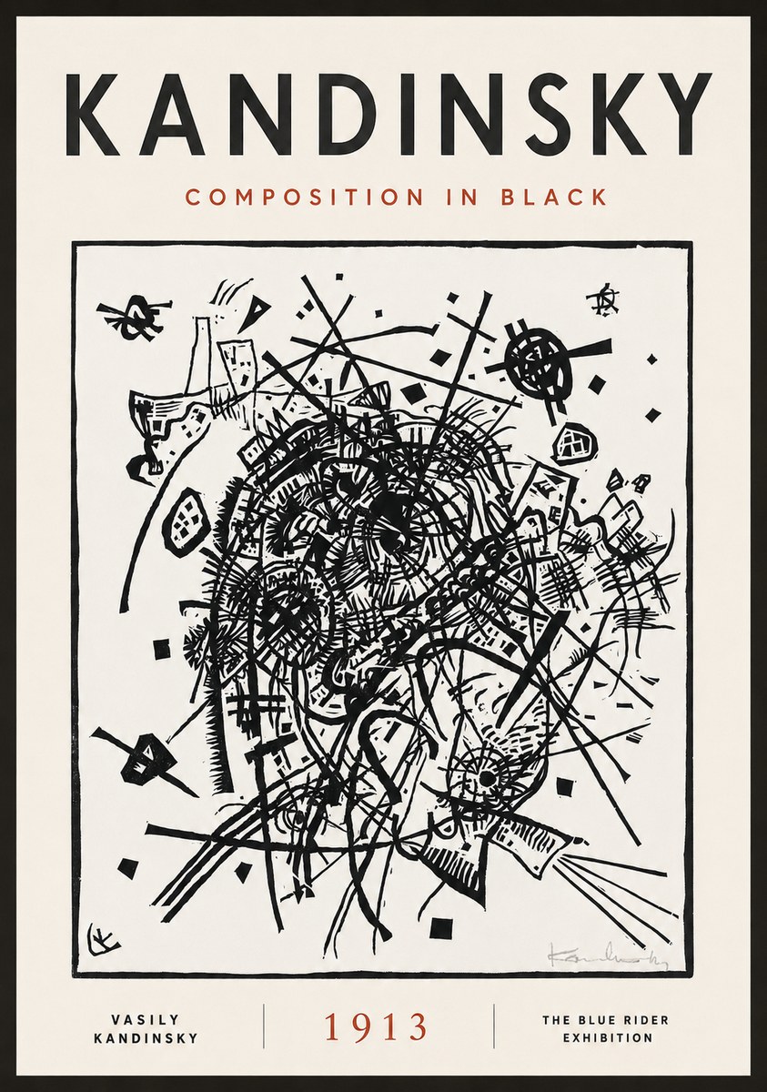 Kandinsky Composition in Black No4 - Póster