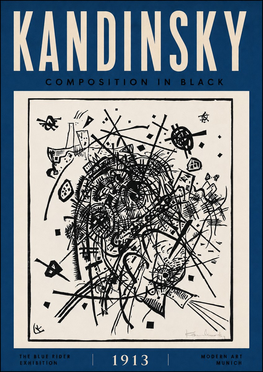 Kandinsky Composition in Black No5 - Póster