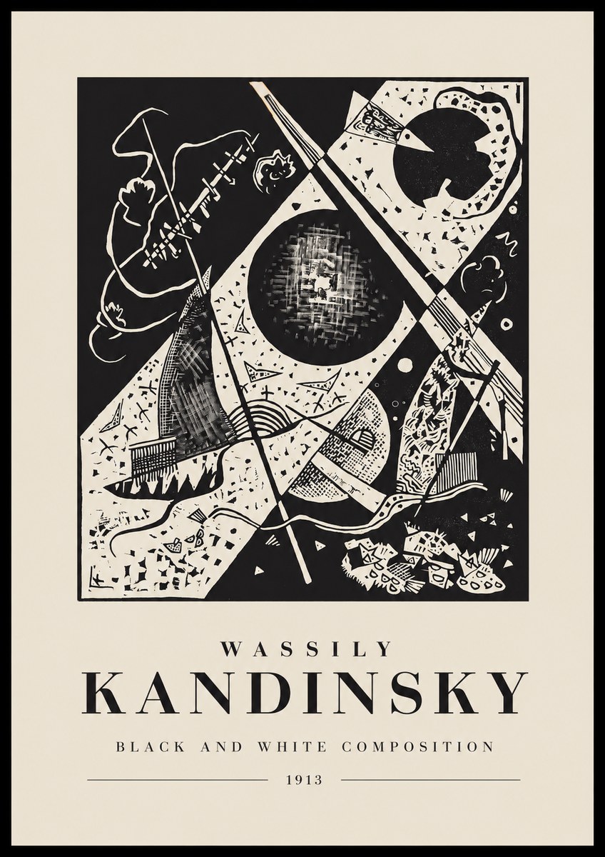 Kandinsky Black and White Composition No1 - Póster