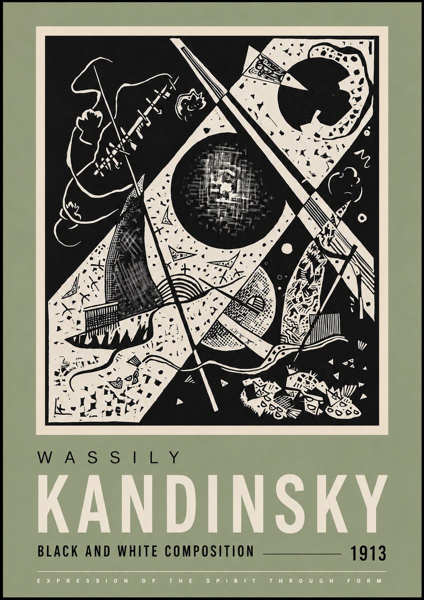 Kandinsky Black and White Composition No4 - Póster
