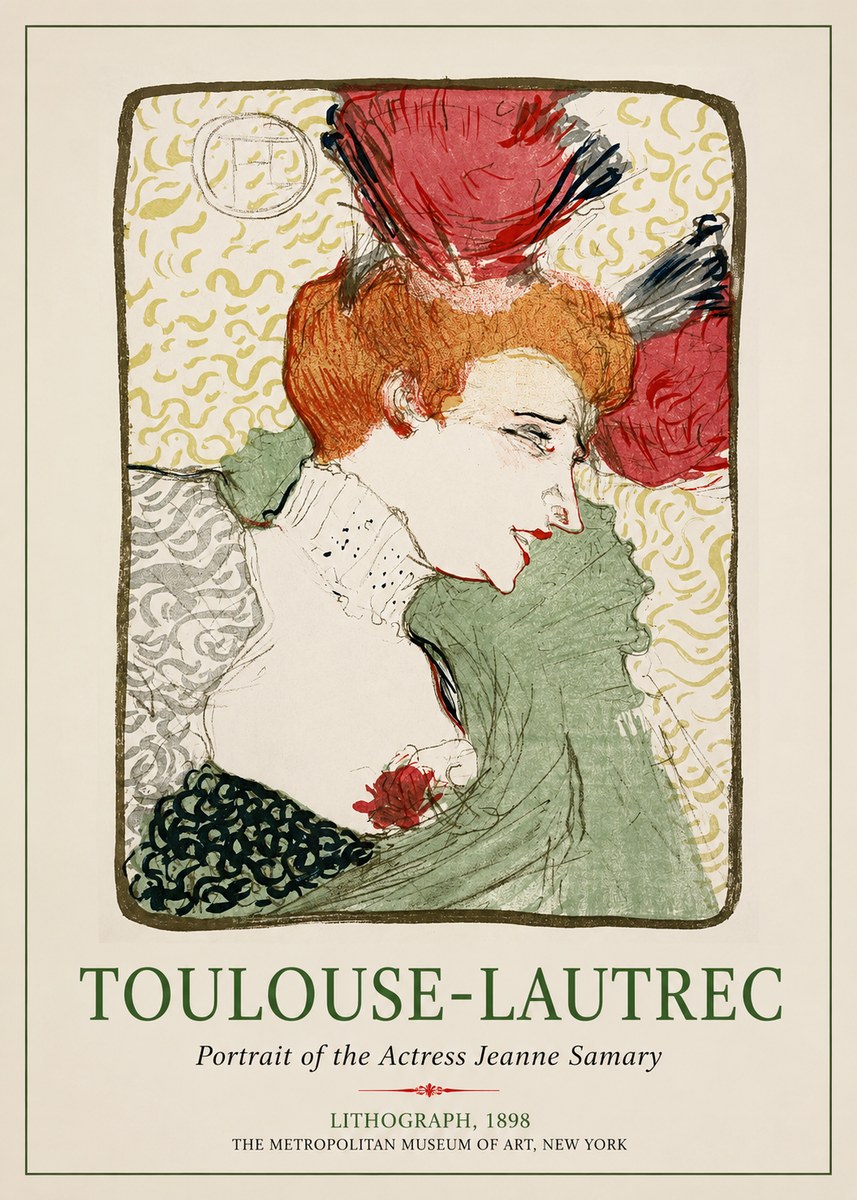 Toulouse-Lautrec Portrait of the Actress Jeanne Samary No1 - Póster