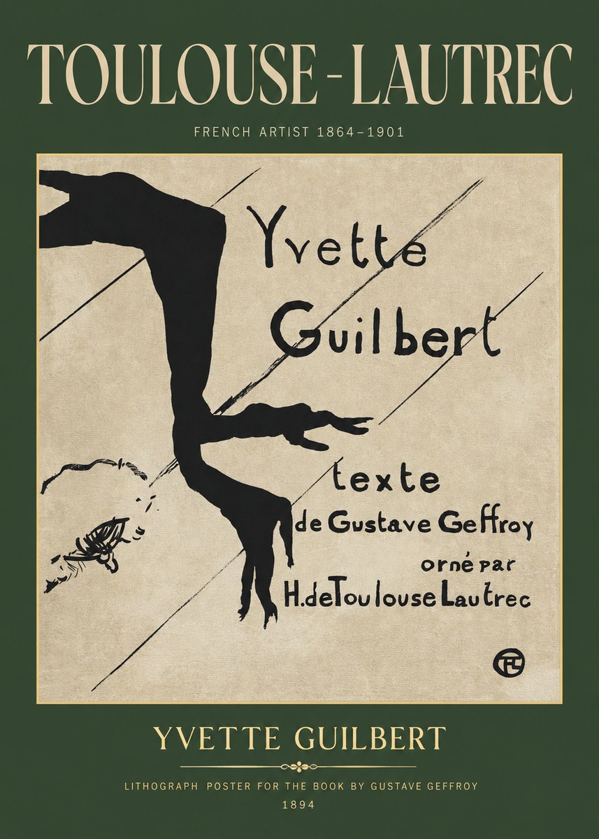 Toulouse-Lautrec Yvette Guilbert No2 - Póster