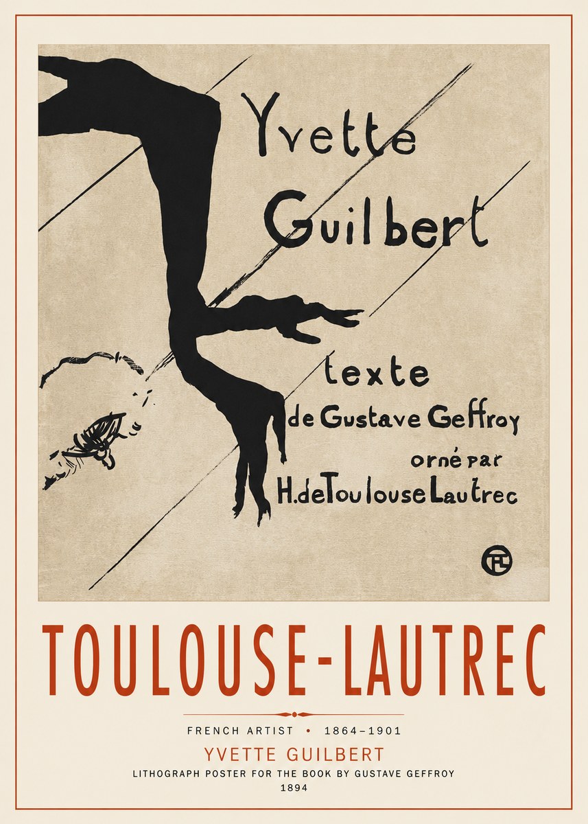 Toulouse-Lautrec Yvette Guilbert No3 - Póster