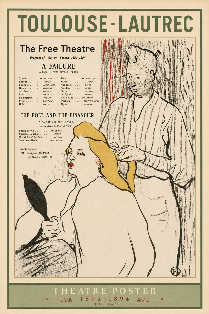 Toulouse-Lautrec Le Théâtre Libre - Une Faillite / Le Poète Et Le Financier No2 - Póster