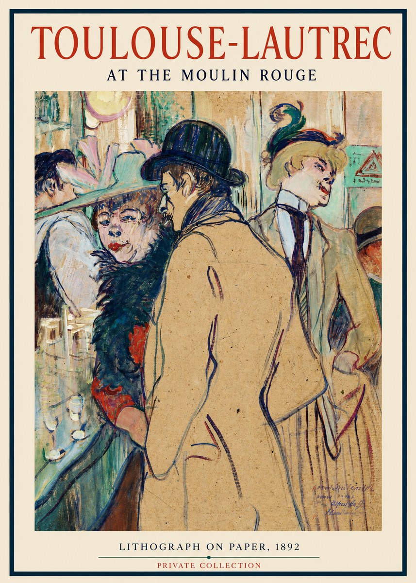 Toulouse-Lautrec At the Moulin Rouge II No2 - Póster