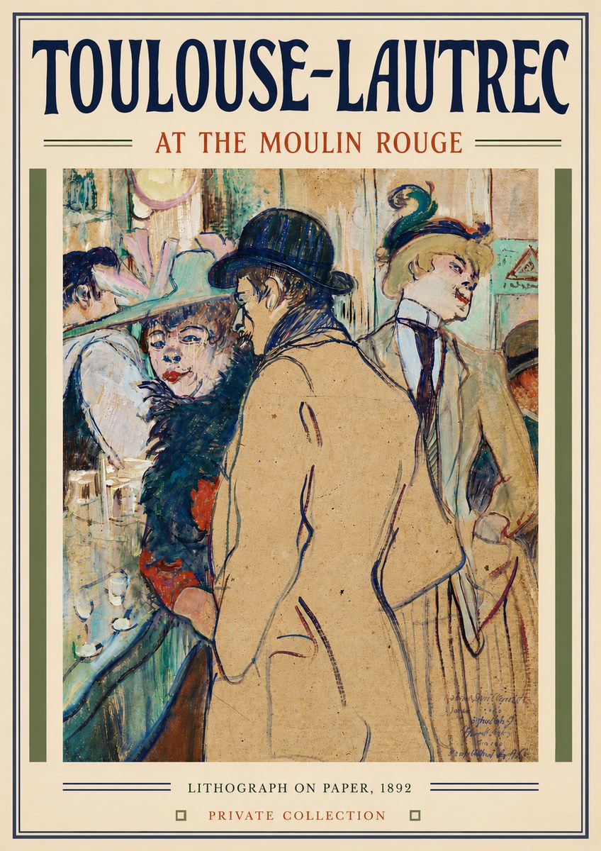 Toulouse-Lautrec At the Moulin Rouge II No6 - Póster