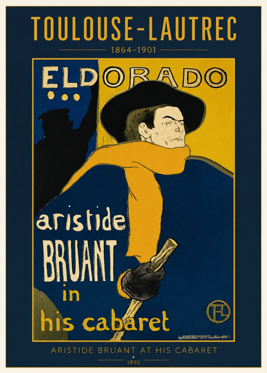 Toulouse-Lautrec Aristide Bruant at His Cabaret No2 - Póster