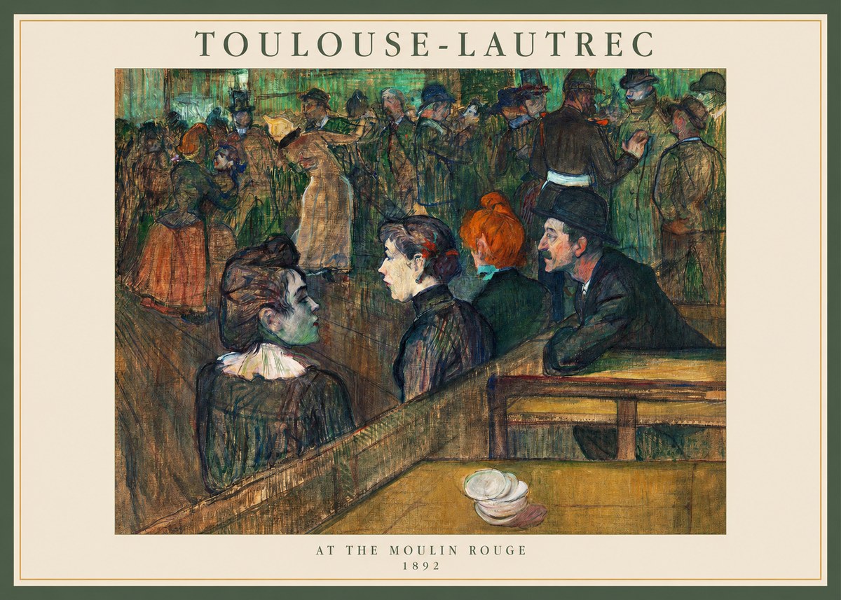 Toulouse-Lautrec At the Moulin Rouge V No1 - Póster