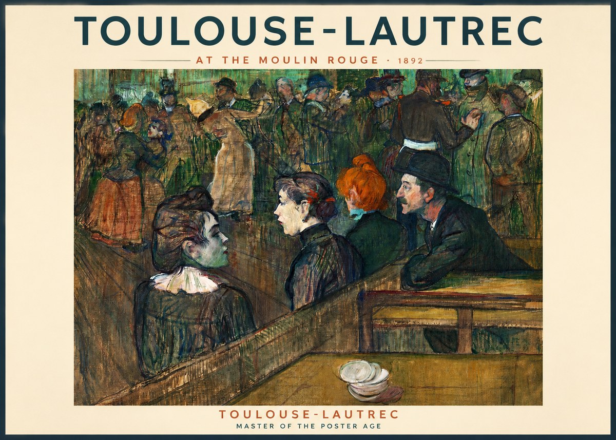 Toulouse-Lautrec At the Moulin Rouge V No2 - Póster