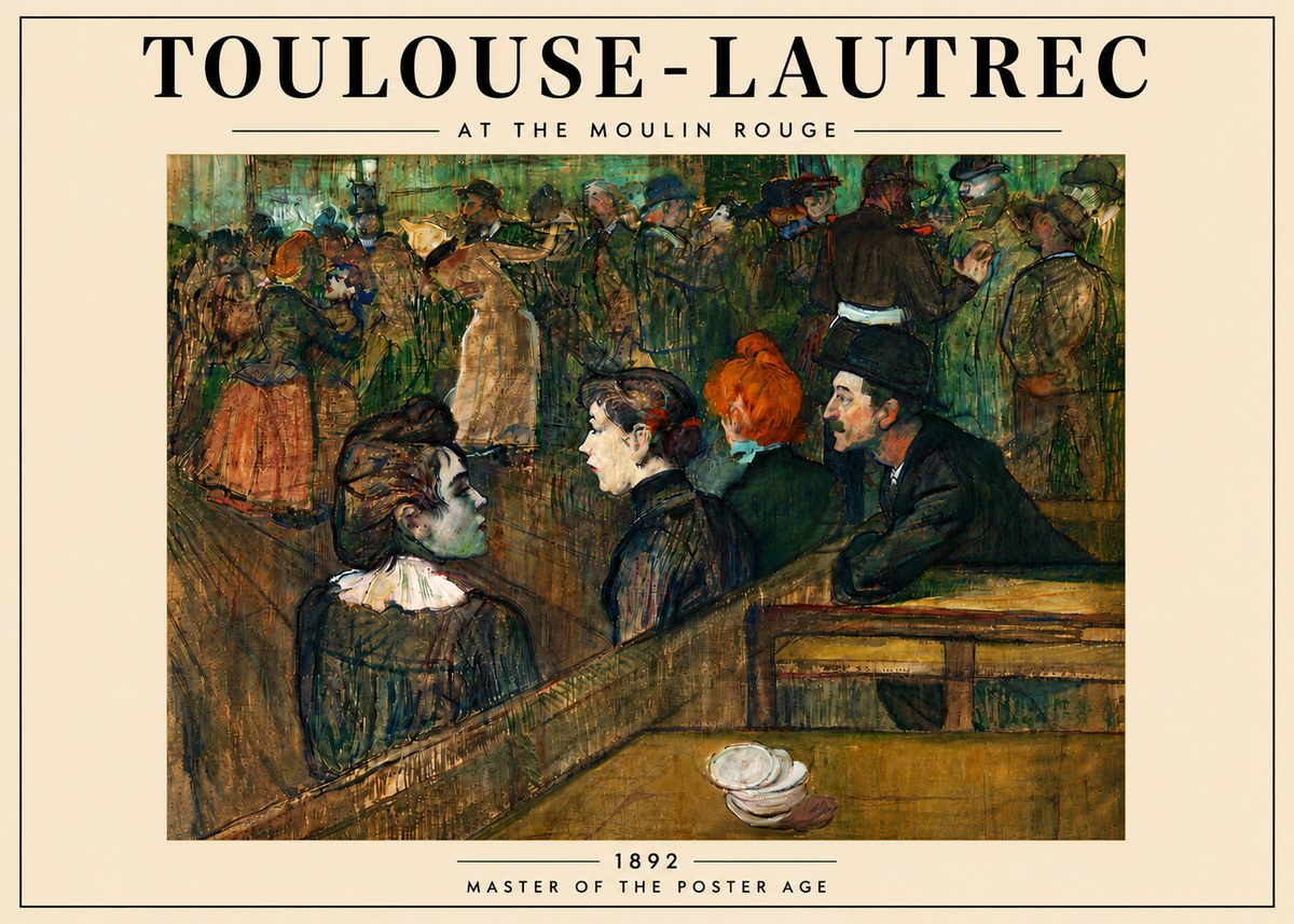 Toulouse-Lautrec At the Moulin Rouge V No6 - Póster
