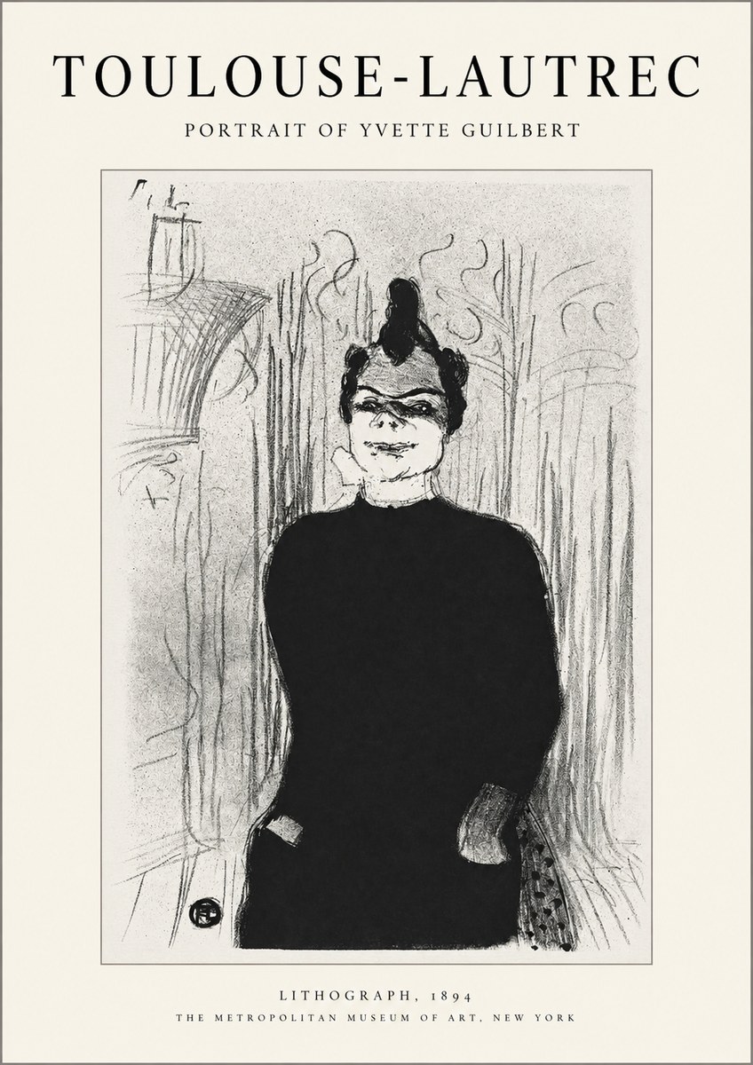 Toulouse-Lautrec Portrait of Yvette Guilbert No2 - Póster
