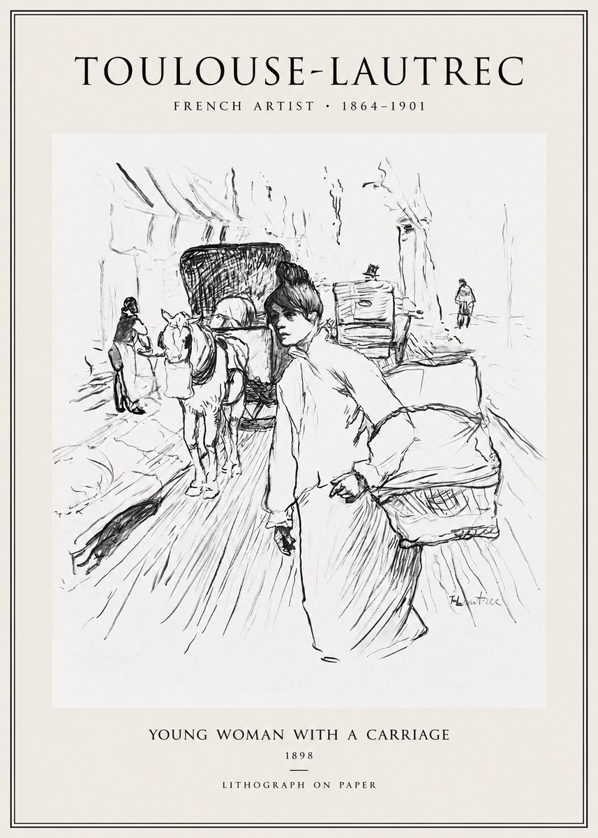 Toulouse-Lautrec Young Woman with a Carriage No1 - Póster