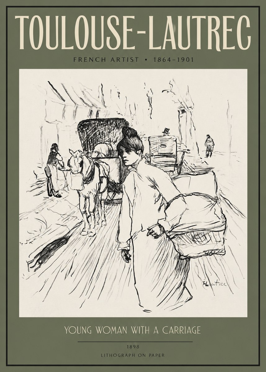 Toulouse-Lautrec Young Woman with a Carriage No2 - Póster