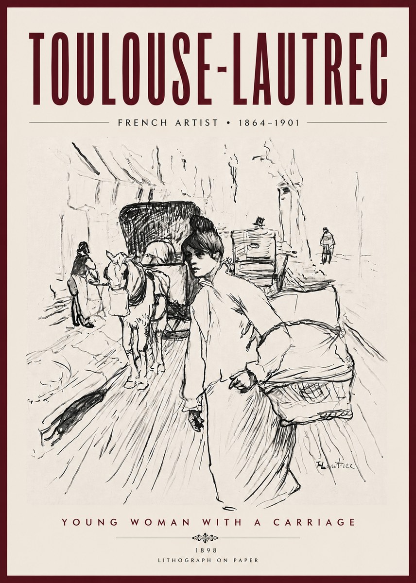 Toulouse-Lautrec Young Woman with a Carriage No5 - Póster