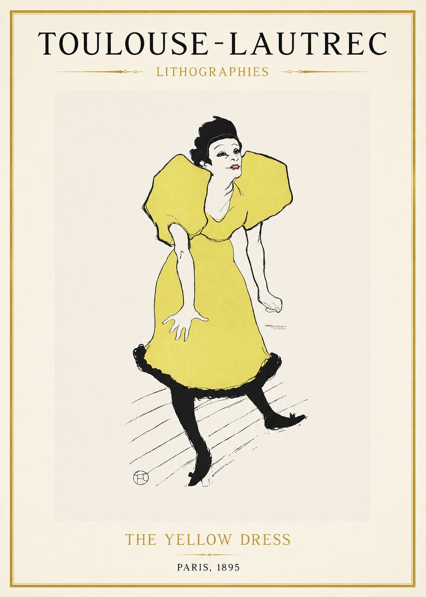 Toulouse-Lautrec The Yellow Dress No1 - Póster